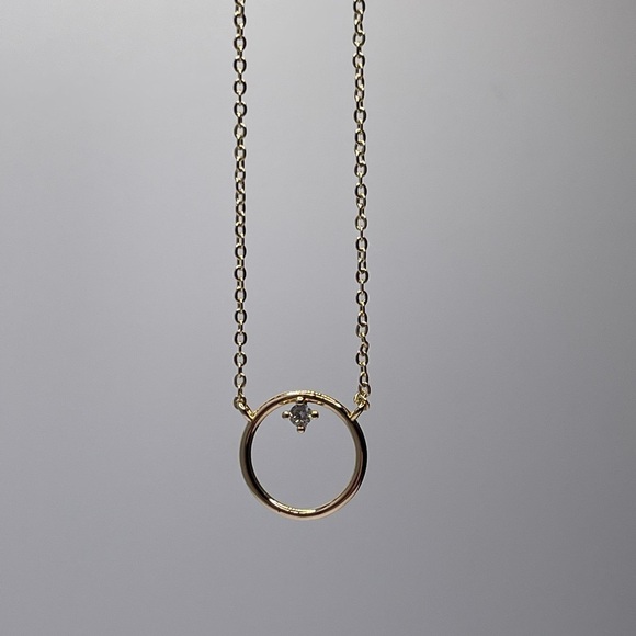 Gold Necklace with CZ Diamond - Picture 2 of 4